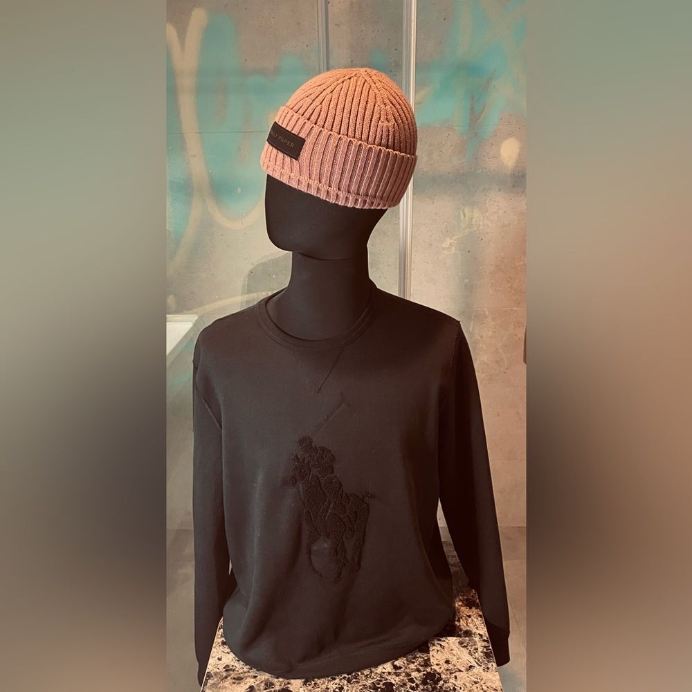 Polo Ralph Lauren Sweatshirt - Large - Black - Pullover Cotton Hoodie - Preppy